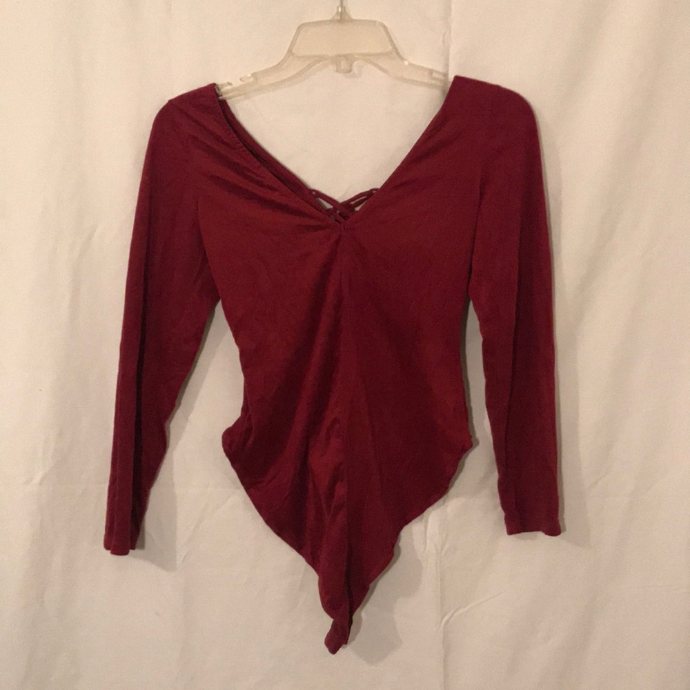 Deep red 3/4 sleeve bodysuit